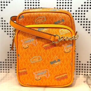 Michael Kors Medium Jet Set Travel NS Chain Xbody Bag Pop Orange Multi
